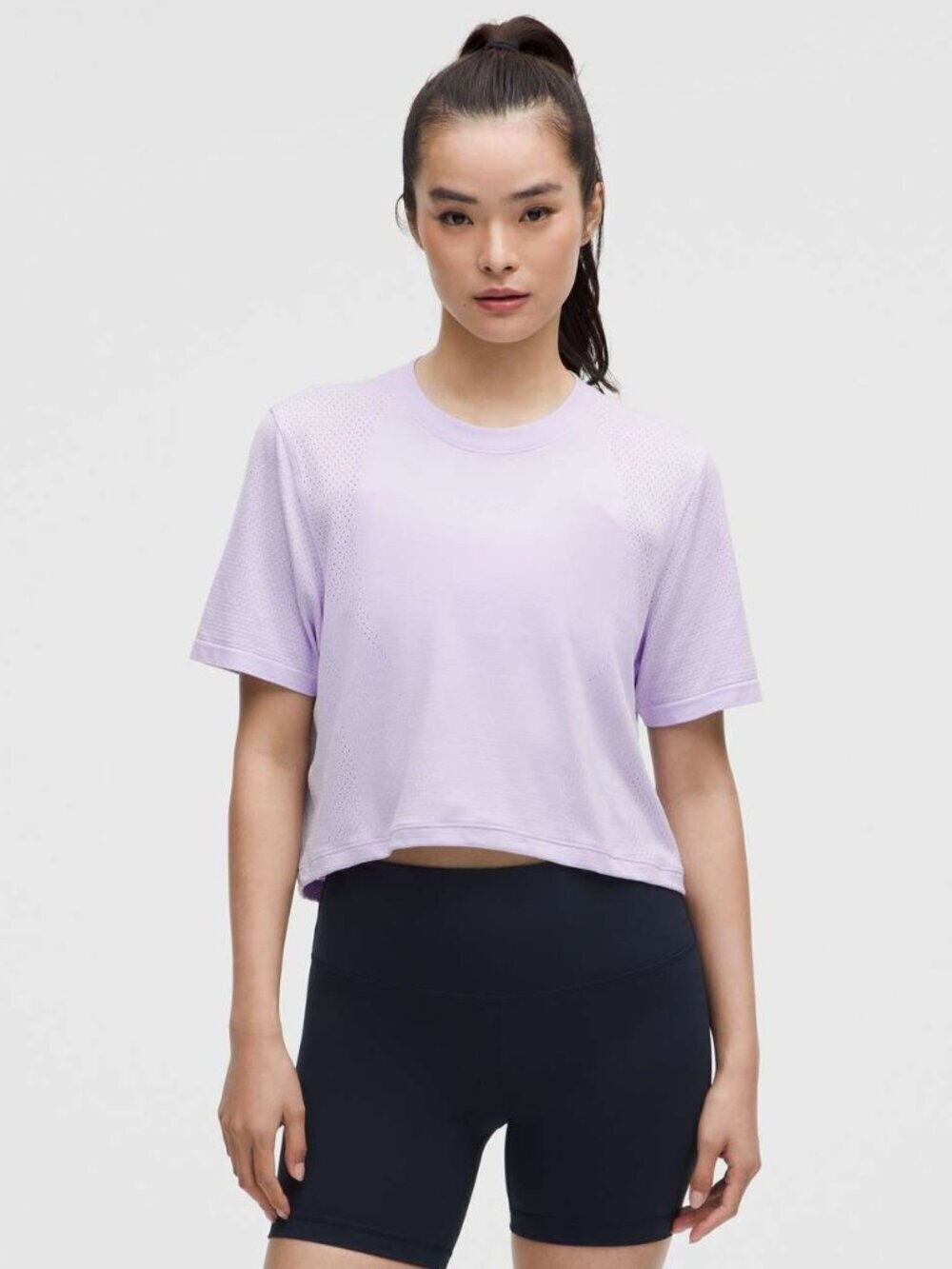 NWT Lululemon Swiftly High-Low Cropped Short-Sleeve Shirt - 10 Lavender Frost